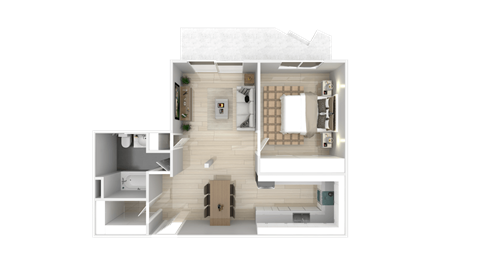 Floor plan for 1 bed, 1 bath, 639 sqft